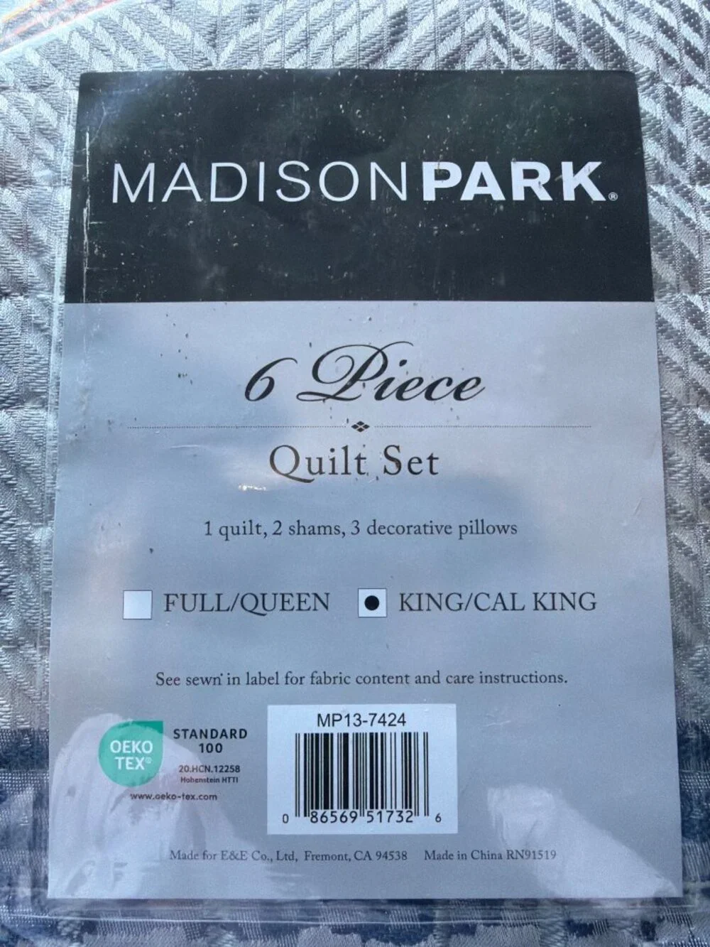 NWT Madison Park Harmony Jacquard 6 Pcs Coverlet Set Navy King/California King